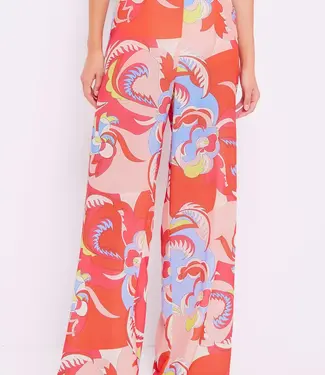 GAUDI Georgette trousers with floral prin FD25011
