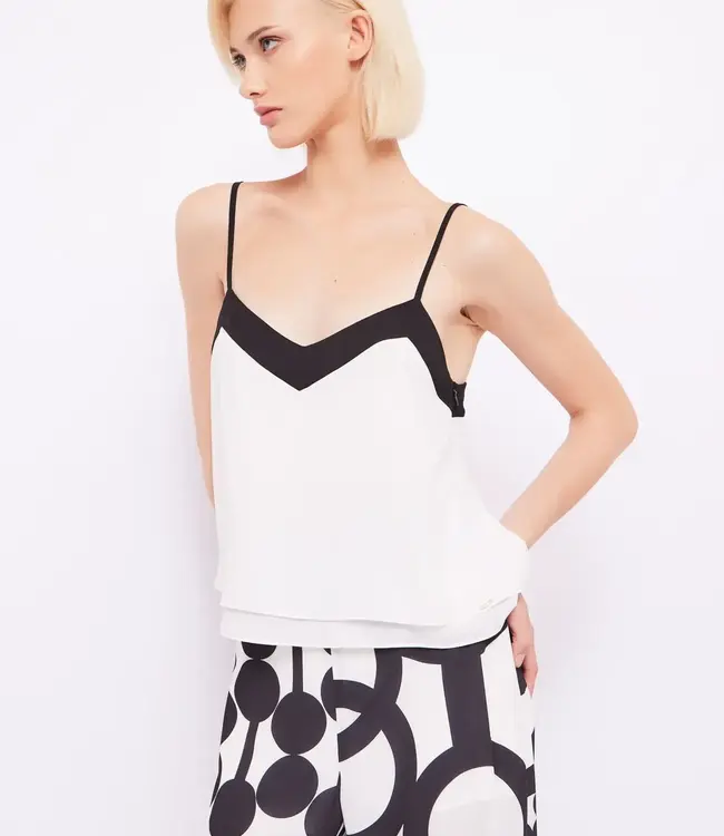 GAUDI Georgette top FD45014 Egret -black