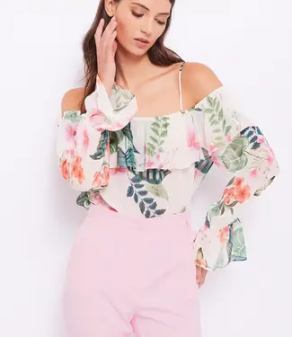 GAUDI Floral georgette blouse FD45019 Marshmallow-green