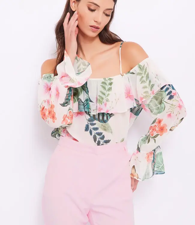 GAUDI Floral georgette blouse FD45019 Marshmallow-green