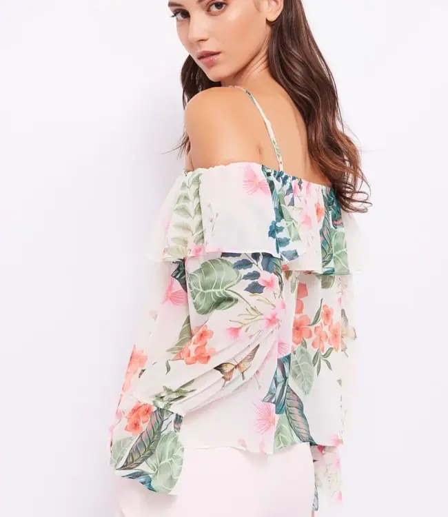 GAUDI Floral georgette blouse FD45019 Marshmallow-green