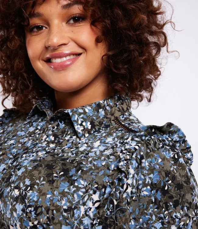 Exxcellent Rodi blouse 23NZE13 Groen /Licht jeansblauw