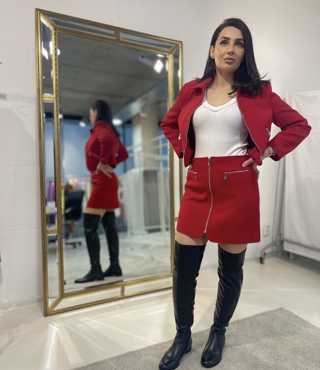Morgan Straight zipped skirt 241-Jada Red