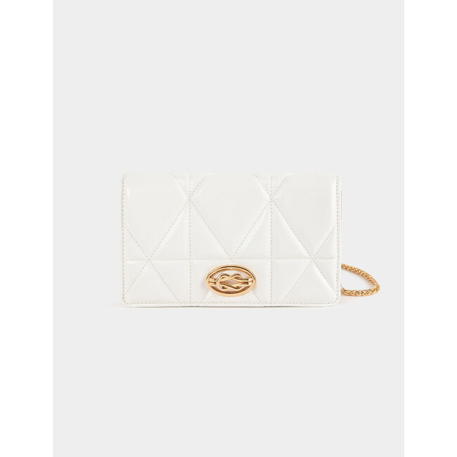 Morgan Quilted clutch bag with strap white ladies'