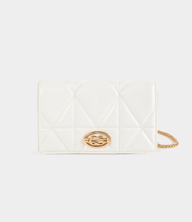 Morgan Quilted clutch bag with strap white ladies'