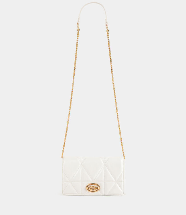 Morgan Quilted clutch bag with strap white ladies'