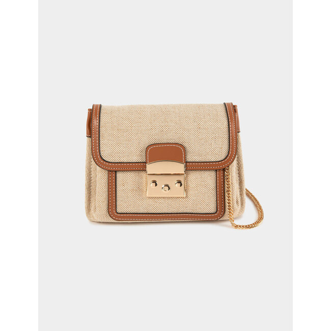 Morgan Flap bag with braided effect beige ladies'