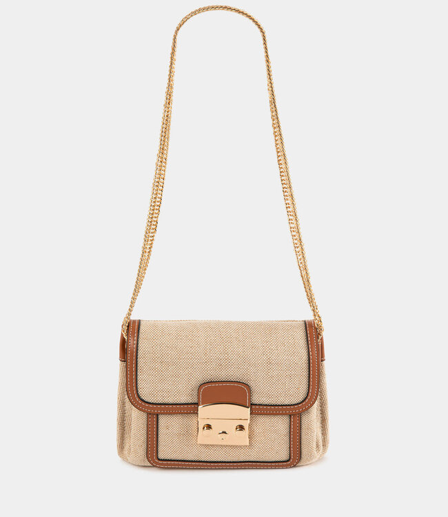 Morgan Flap bag with braided effect beige ladies'