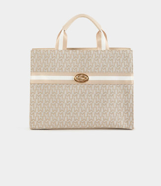 Morgan Shopper bag with monogram print beige ladies'