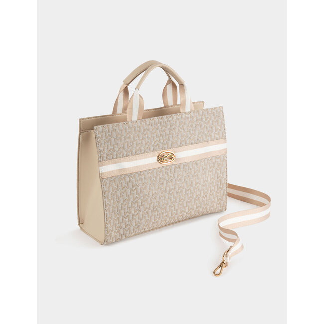 Morgan Shopper bag with monogram print beige ladies'