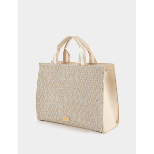 Morgan Shopper bag with monogram print beige ladies'
