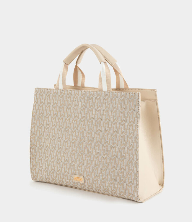 Morgan Shopper bag with monogram print beige ladies'