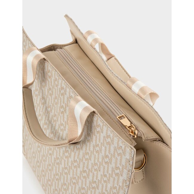 Morgan Shopper bag with monogram print beige ladies'