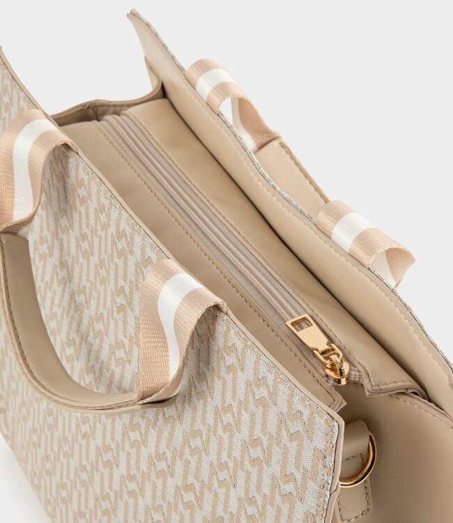 Morgan Shopper bag with monogram print beige ladies'