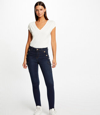 Morgan Skinny cargo trousers with buttons raw denim 232-Pema Raw Morgan Skinny cargo trousers with buttons raw denim 232-Pema Raw