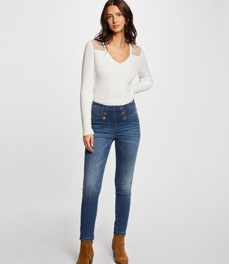 Morgan Skinny cropped jeans with buttons 241Perla stone denim