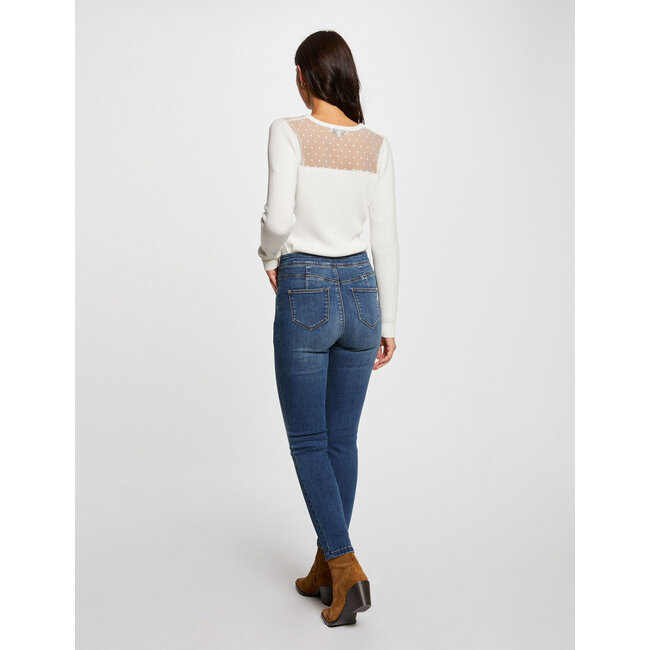 Morgan Skinny cropped jeans with buttons 241Perla stone denim
