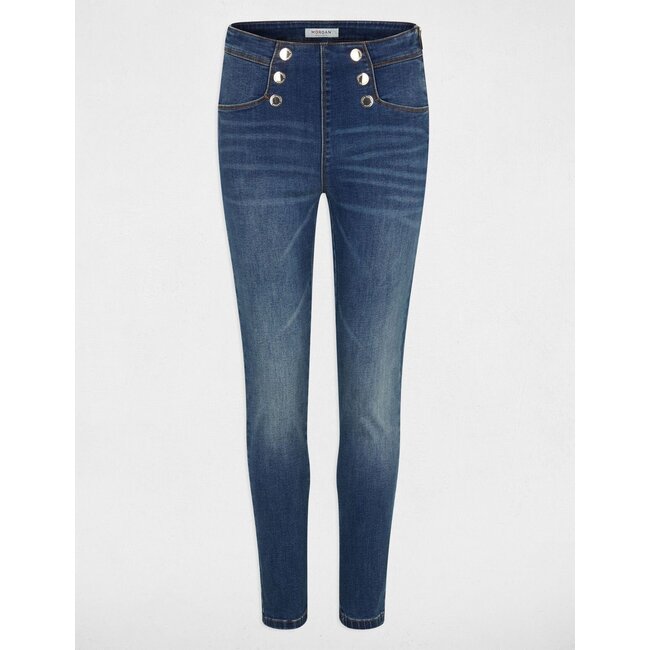 Morgan Skinny cropped jeans with buttons 241Perla stone denim