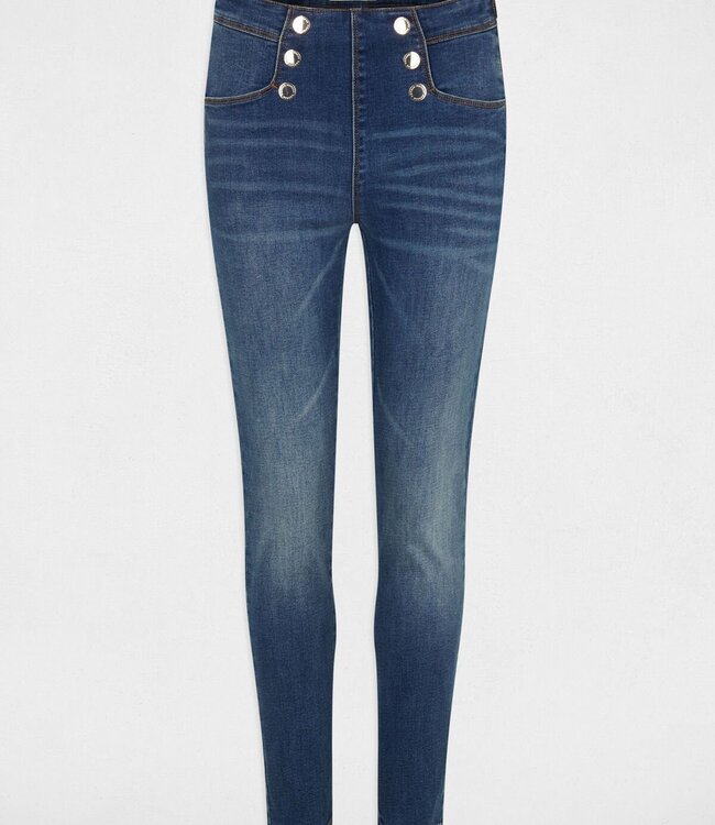 Morgan Skinny cropped jeans with buttons 241Perla stone denim