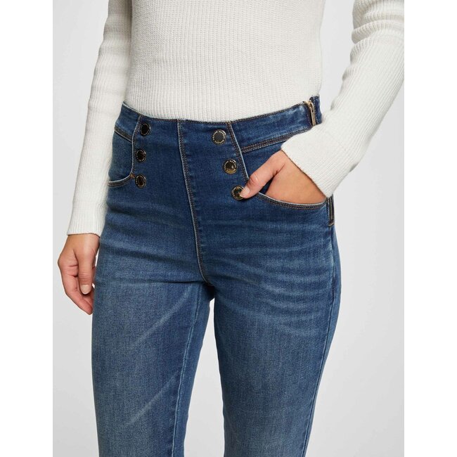 Morgan Skinny cropped jeans with buttons 241Perla stone denim
