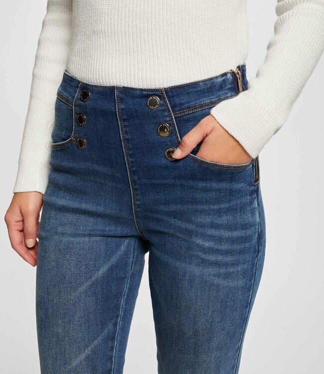 Morgan Skinny cropped jeans with buttons 241Perla stone denim