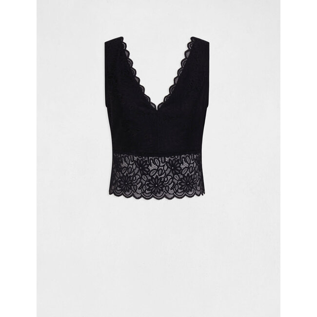 Morgan Vest top wide straps with lace 232-Danse Black