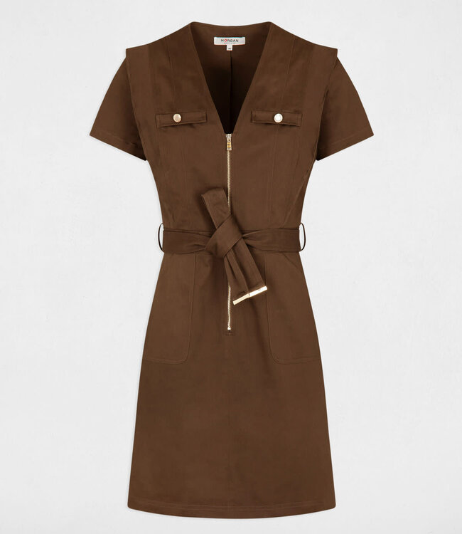 Morgan Zipped mini waisted dress 241-Risti khaki