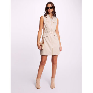 Morgan Zipped Fitted Mini Dress 241-Romea Beige