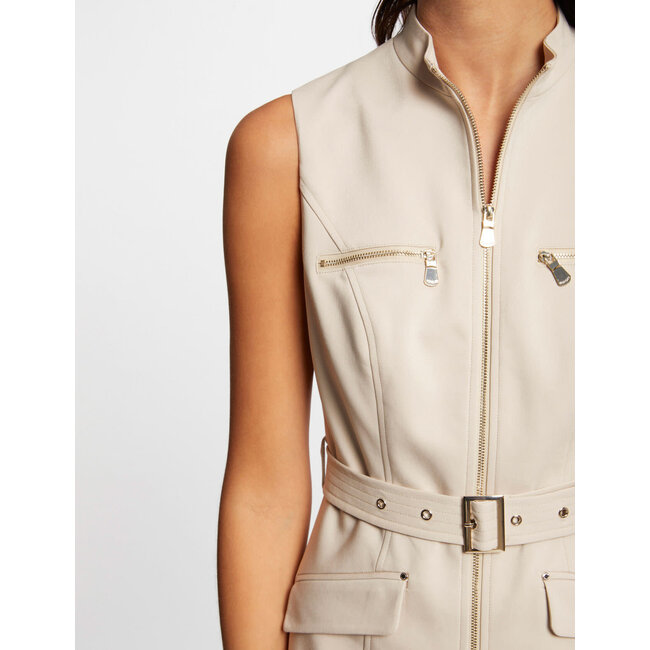 Morgan Zipped Fitted Mini Dress 241-Romea Beige
