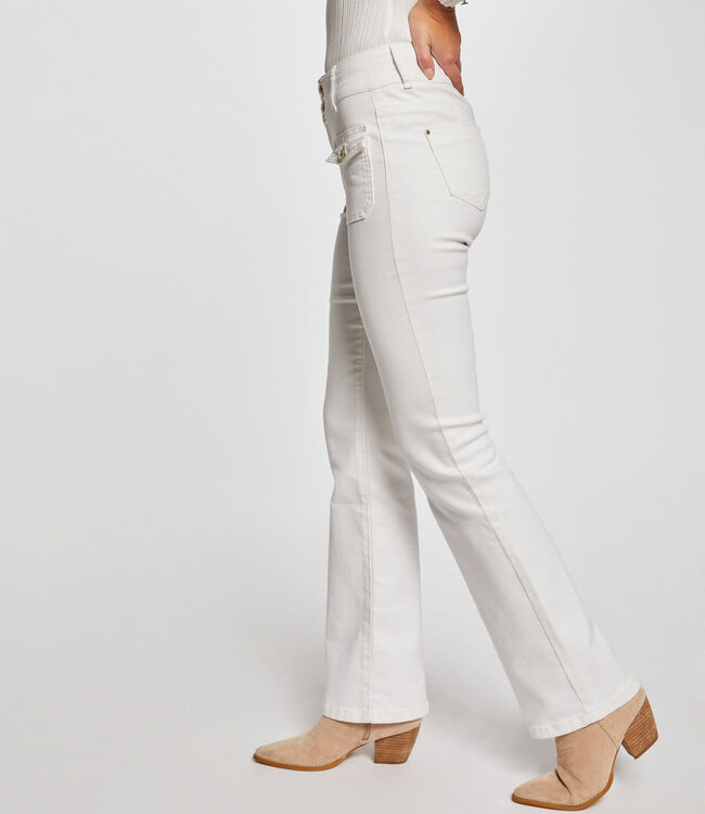 Morgan Bootcut jeans with flap pockets 241-Polen2 Off White