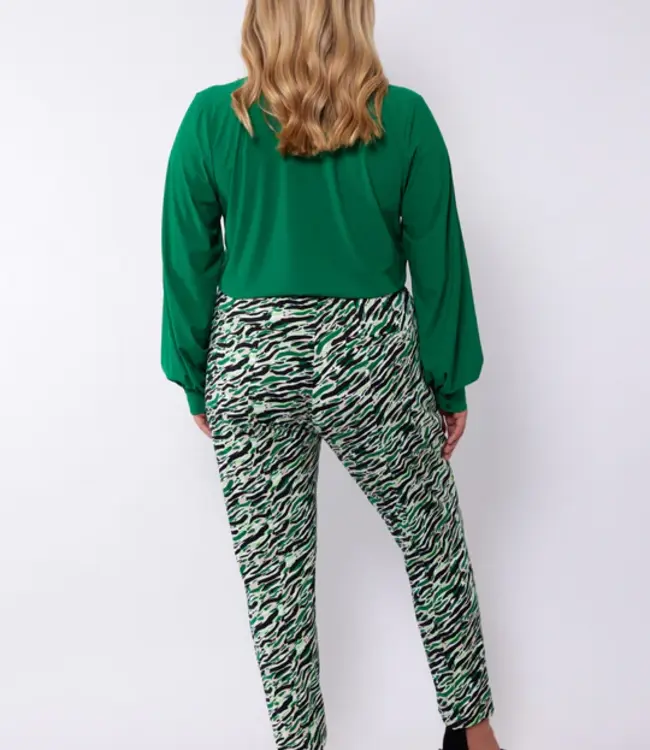 Exxcellent Cecile Broek 24VQE03 Zwart/ Bladgroen