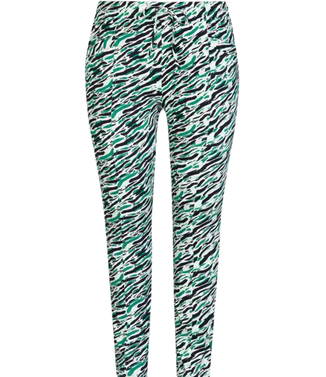 Exxcellent Cecile Broek 24VQE03 Zwart/ Bladgroen