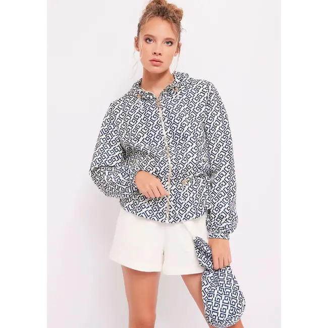 GAUDI Printed nylon jacket 411BD35010  Navy