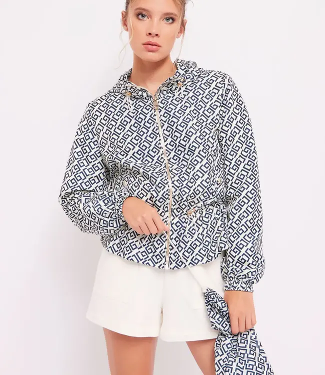 GAUDI Printed nylon jacket 411BD35010  Navy