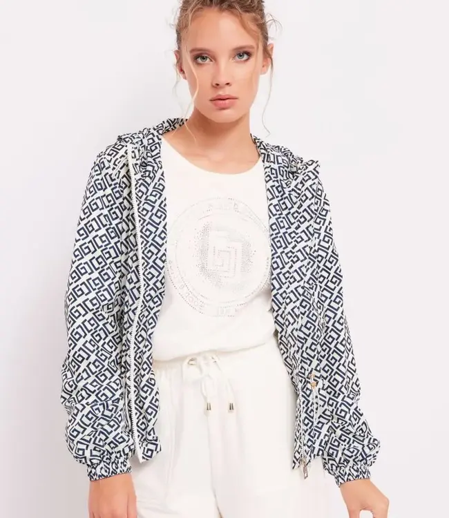 GAUDI Printed nylon jacket 411BD35010  Navy