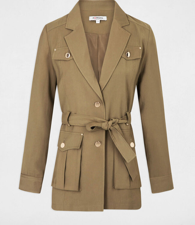 Morgan Loose Jacket With Belt 242-Vady  Khaki Green