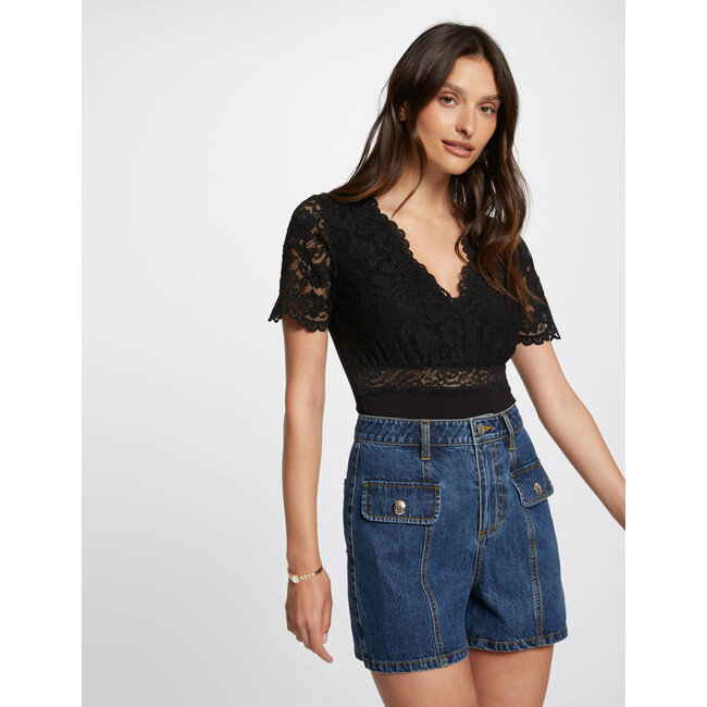 Morgan Short-sleeved lace body 242-Dria Black