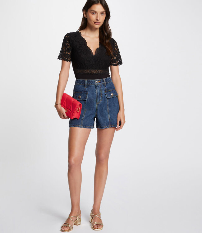 Morgan Short-sleeved lace body 242-Dria Black