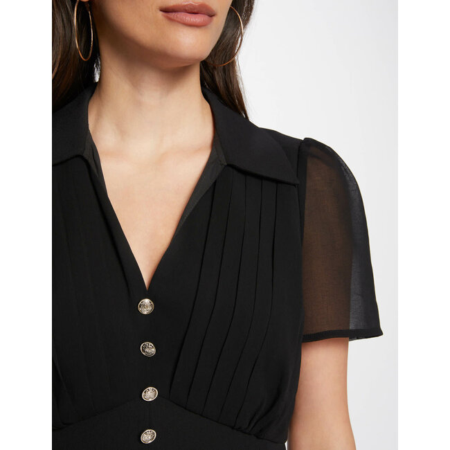 Morgan Top short sleeves and pleats  242-Oplia Black