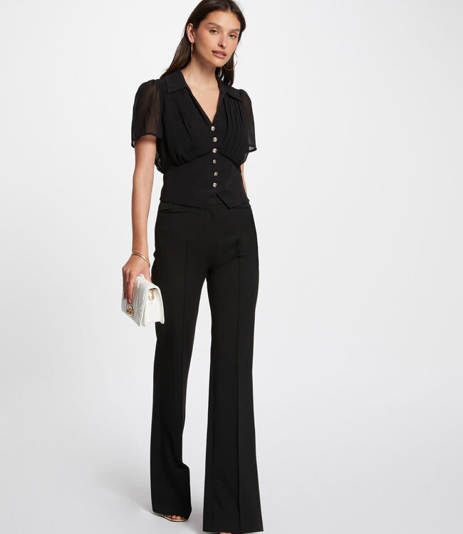 Morgan Top short sleeves and pleats  242-Oplia Black