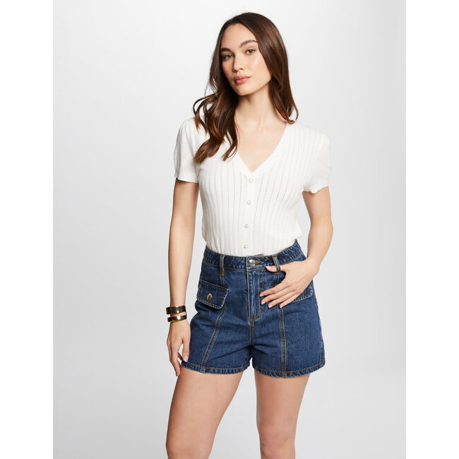 Morgan Jumper V-neck short Sleeves 242-Mulyss Off White