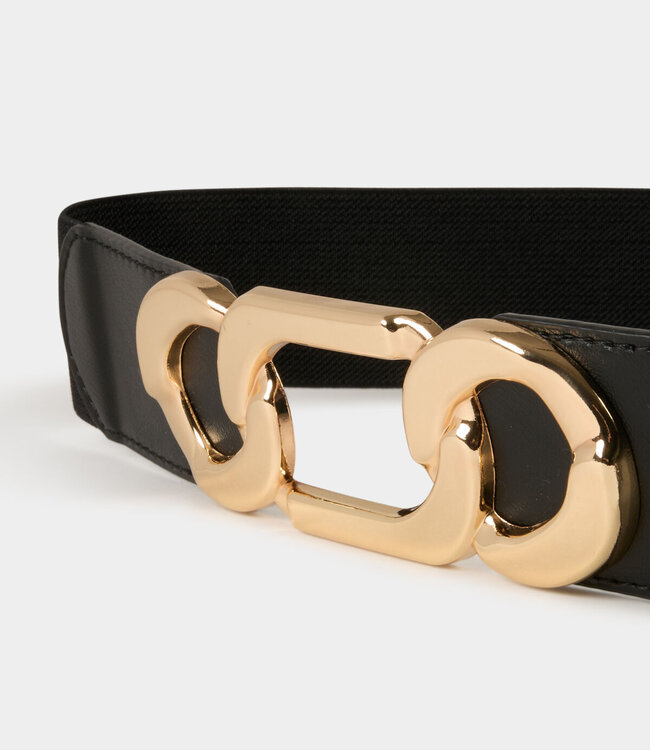 Morgan Elasticised belt with buckles 242-3Loupe black