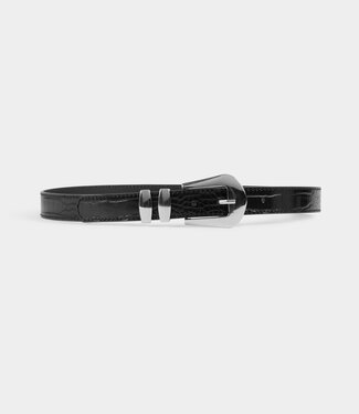 Morgan Croc belt with twin keepers 242-3Mira Black