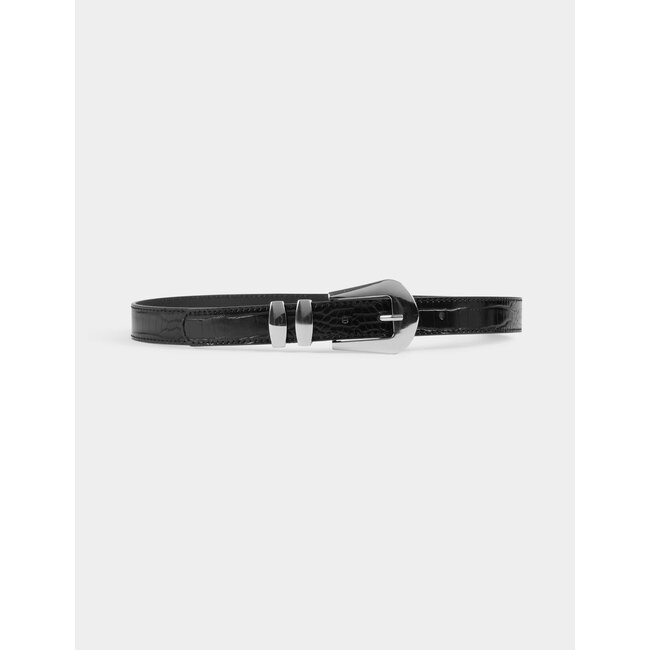 Morgan Croc belt with twin keepers 242-3Mira Black