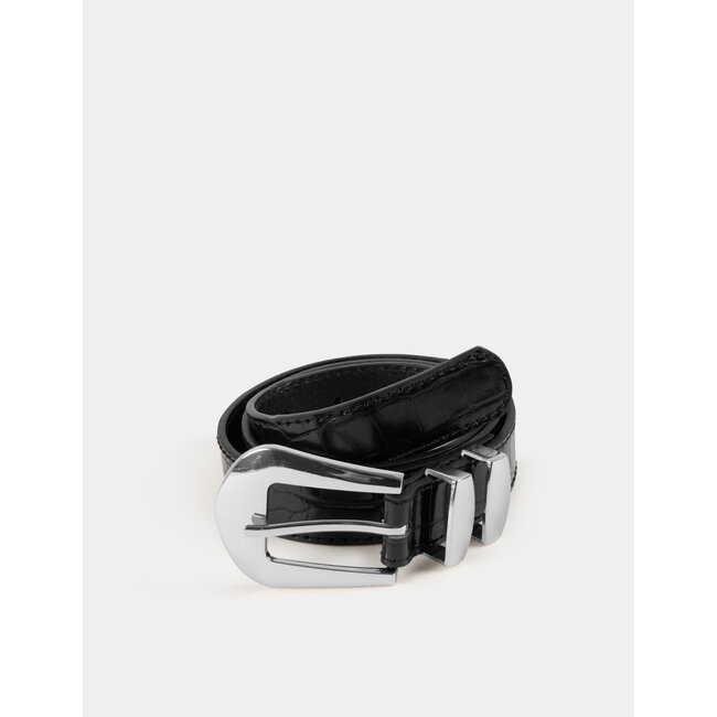 Morgan Croc belt with twin keepers 242-3Mira Black