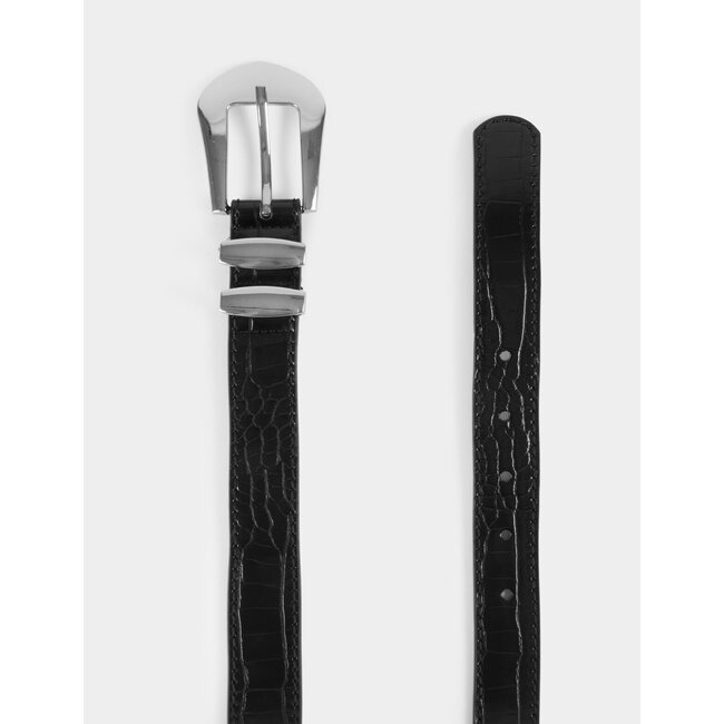 Morgan Croc belt with twin keepers 242-3Mira Black