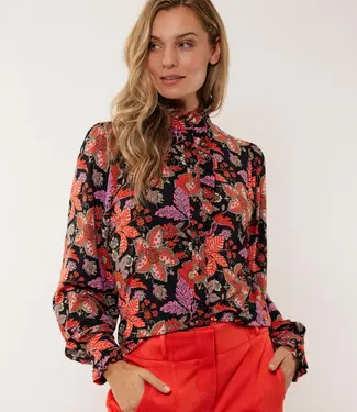 G-maxx Bette Blouse 24VZG25 Zwart/Poppy