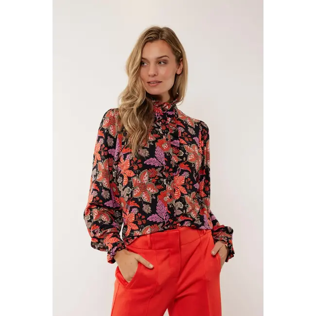 G-maxx Bette Blouse 24VZG25 Zwart/Poppy