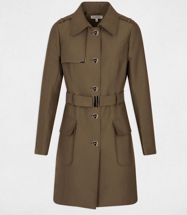 Morgan Belted long Trenchcoat 242-Ginai  Khaki Green