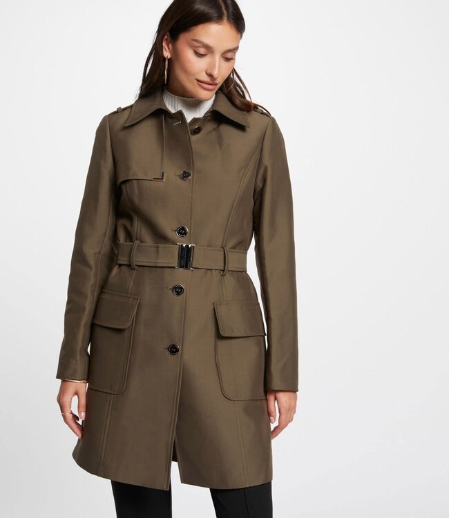 Morgan Belted long Trenchcoat 242-Ginai  Khaki Green